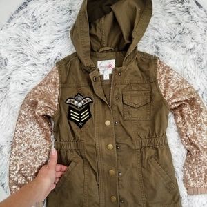 Girls Hooded Military Jacket